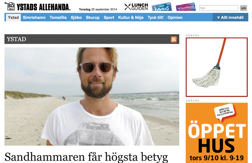 A journalist from the local newspaper is very happy that I am very happy about her beach...